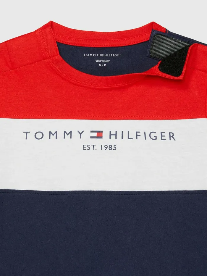 Tommy Hilfiger Adaptive Essential ColourBlocked TShirt Blush Red Boys TShirts and Polos Sale