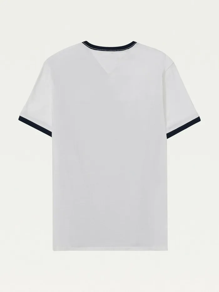 Tommy Hilfiger Adaptive Flag Pure Cotton TShirt Bright White Mens TShirts Online