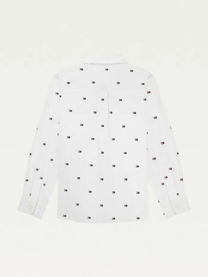 Tommy Hilfiger Adaptive Flag Woven Shirt Bright White Boys Shirts Online