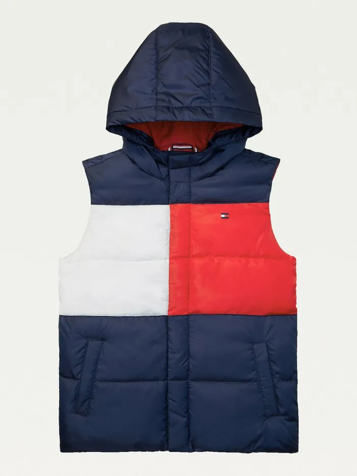 Tommy Hilfiger Adaptive Hooded Flag Vest Sky Captain Boys Coats and Jackets Fashion