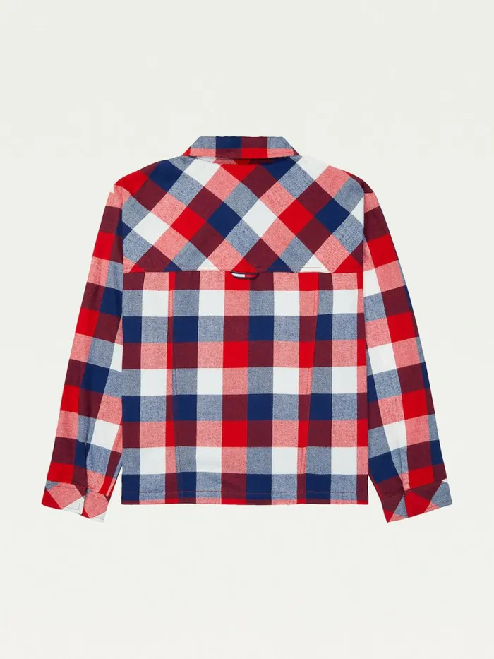 Tommy Hilfiger Adaptive Multicolour Plaid Shacket Blush RedMulti Womens Shirts and Blouses Cheap On Sale