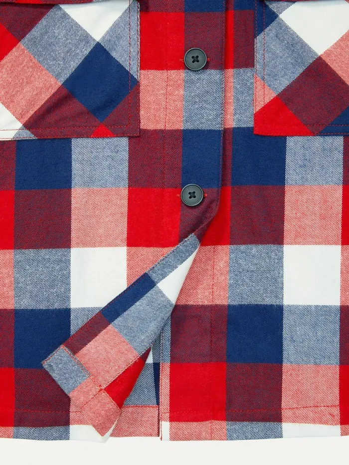 Tommy Hilfiger Adaptive Multicolour Plaid Shacket Blush RedMulti Womens Shirts and Blouses Cheap On Sale