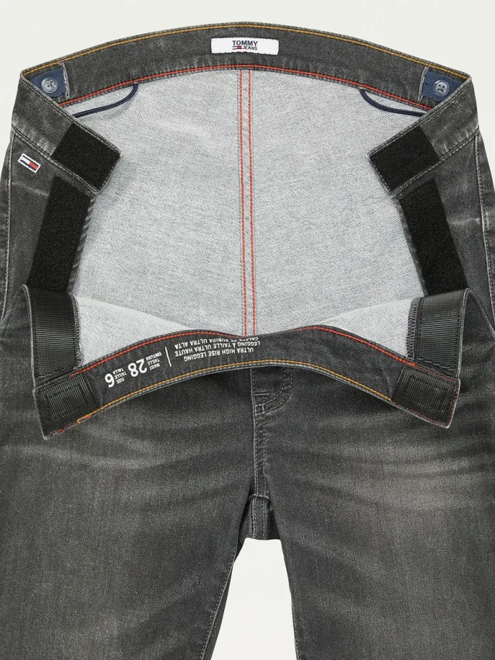 Tommy Hilfiger Adaptive Natalia Ultra High Rise Denim Leggings Grey Wash Womens Jeans Casaul