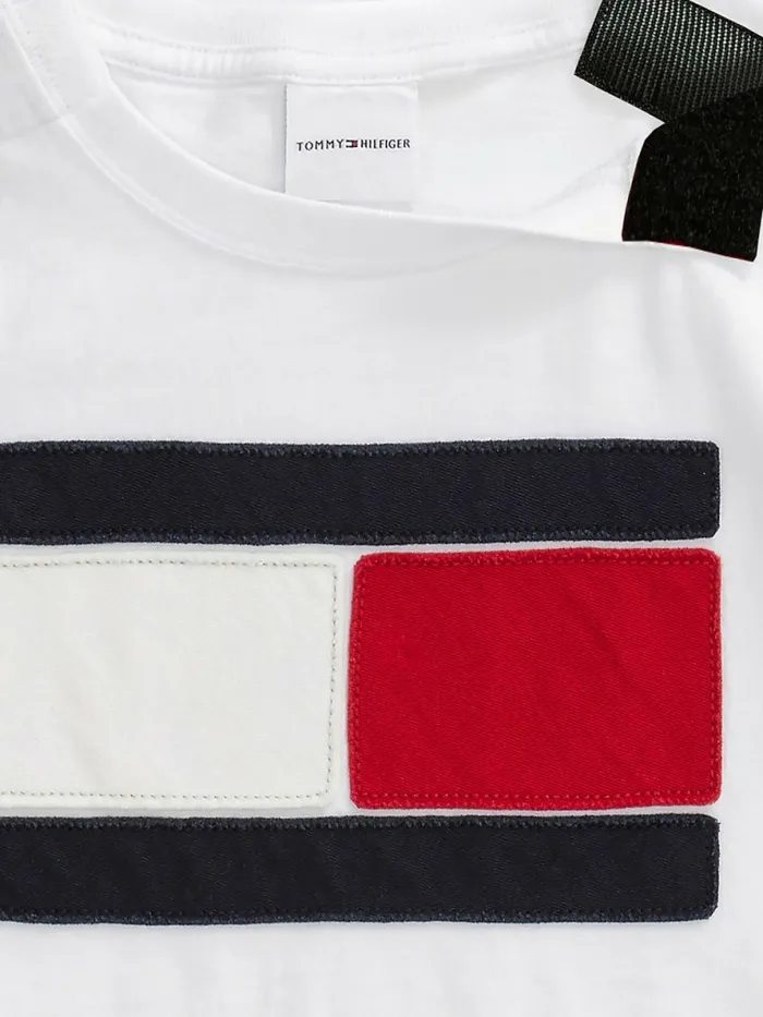 Tommy Hilfiger Adaptive Oversize Flag Logo TShirt Bright WhiteMulti Boys TShirts and Polos Near Me
