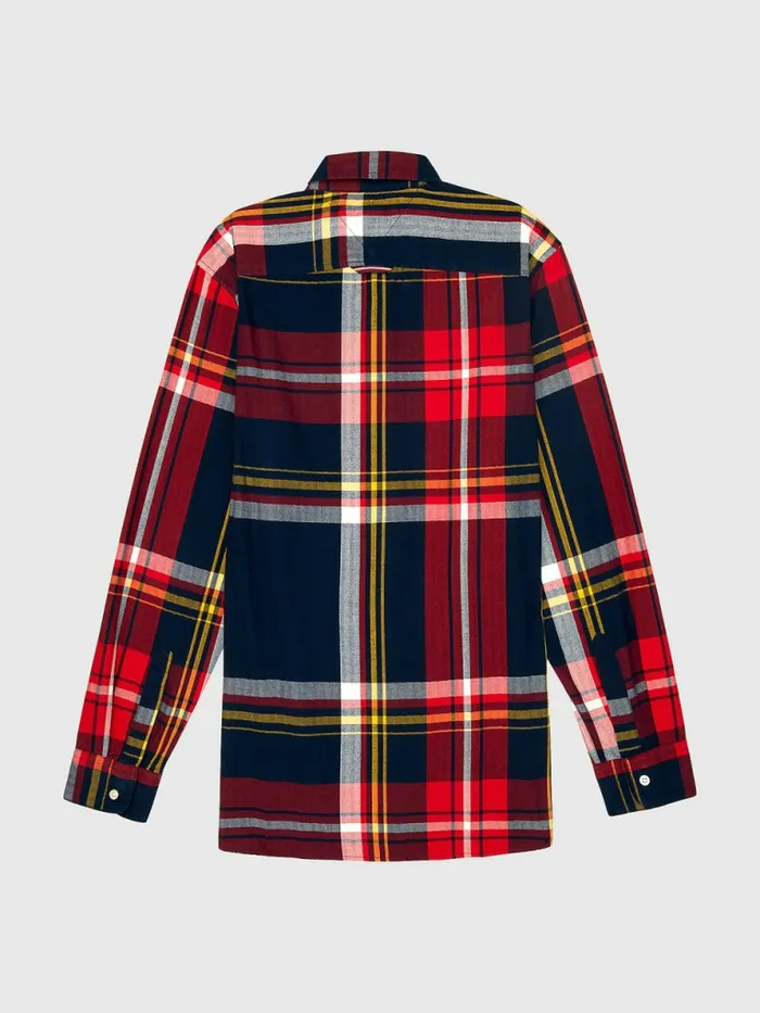 Tommy Hilfiger Adaptive Plaid Check Slim Fit Shirt Dark Sable Mens Tommy Adaptive