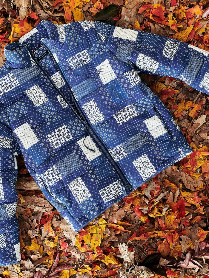 Tommy Hilfiger Adaptive Print Puffer Jacket Liberty Blue Multi Womens Coats and Jackets For Sale