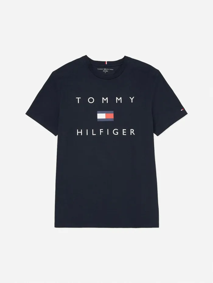 Tommy Hilfiger Adaptive Pure Cotton Logo TShirt Sky Captain Mens Tommy Adaptive Tommy Hilfiger Adaptive Pure Cotton Logo TShirt Sky Captain Mens Tommy Adaptive