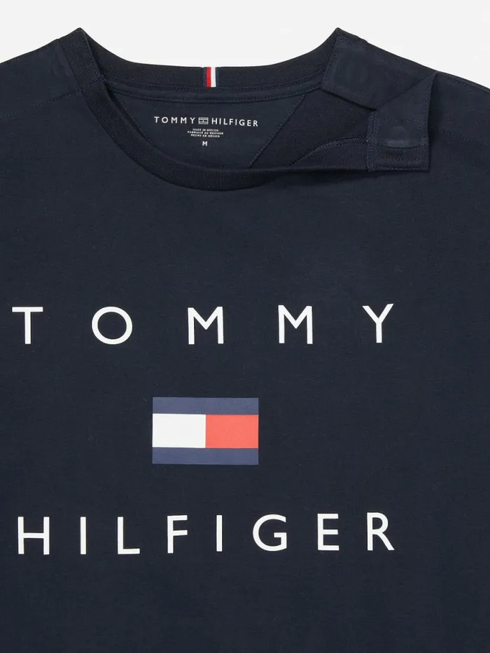 Tommy Hilfiger Adaptive Pure Cotton Logo TShirt Sky Captain Mens Tommy Adaptive
