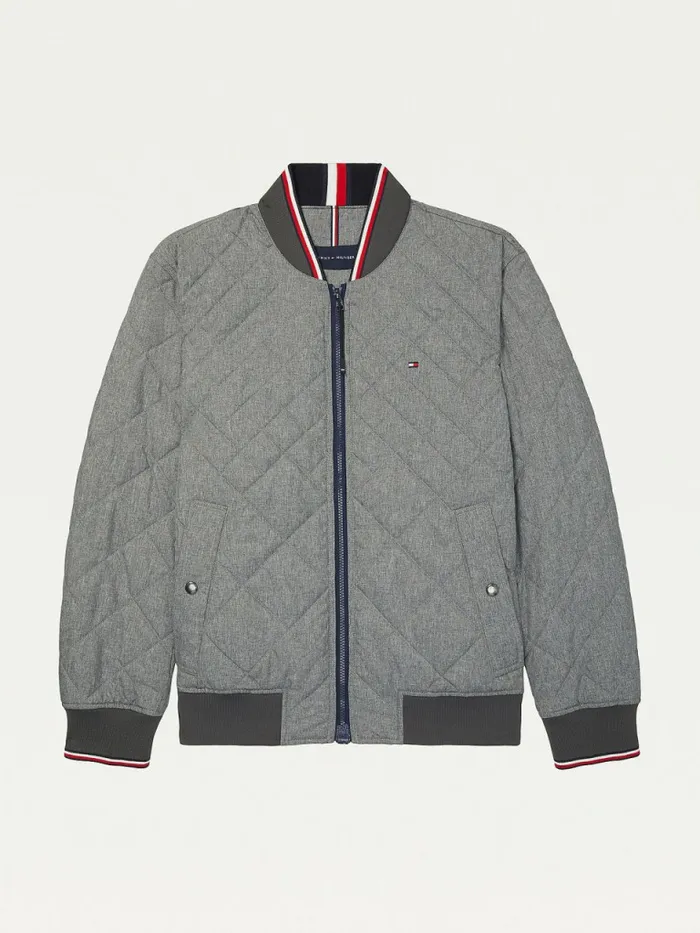 Tommy Hilfiger Adaptive Quilted Bomber Jacket Iron Gate Mens Coats and Jackets Popular