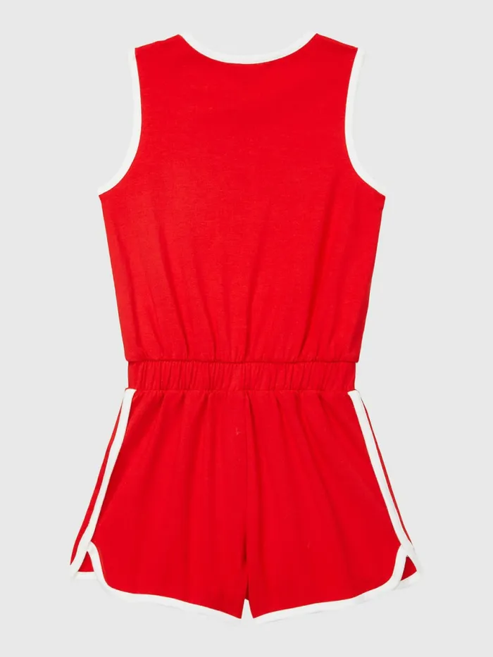 Tommy Hilfiger Adaptive Sleeveless Logo Playsuit Blush Red Girls Dresses Near Me