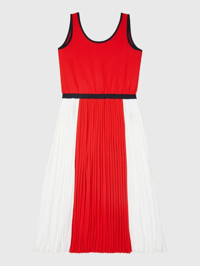 Tommy Hilfiger Adaptive Sleeveless Pleated Midi Dress Fireworks Womens Dresses and Jumpsuits Gift 4 You