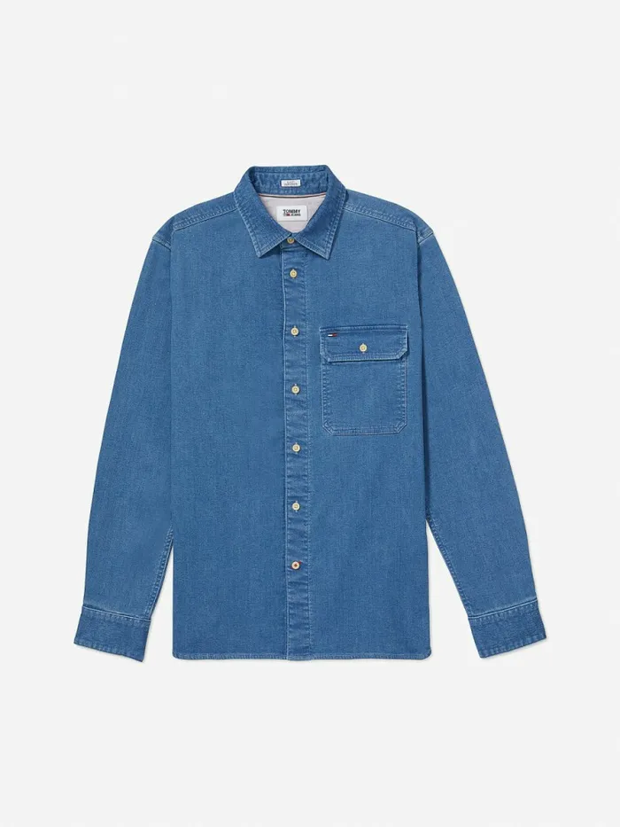 Tommy Hilfiger Adaptive Slim Fit Shirt Bleach Wash Mens Tommy Adaptive