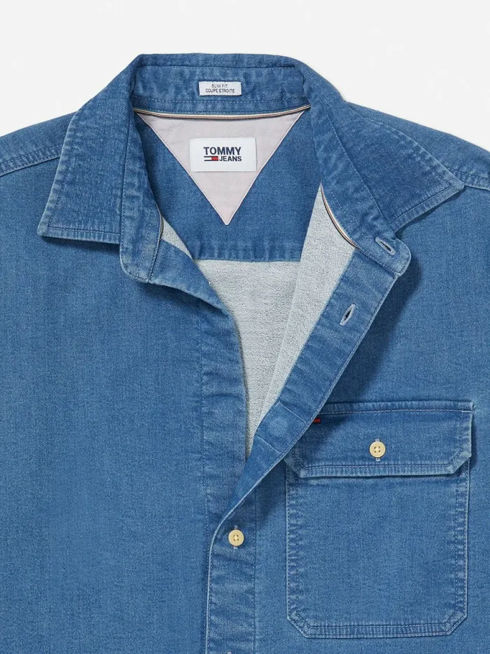 Tommy Hilfiger Adaptive Slim Fit Shirt Bleach Wash Mens Tommy Adaptive