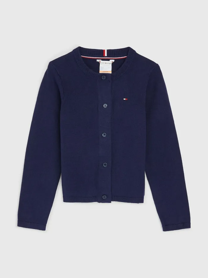 Tommy Hilfiger Adaptive Stretch Cardigan Evening Blue Girls Jumpers and Cardigans Popular