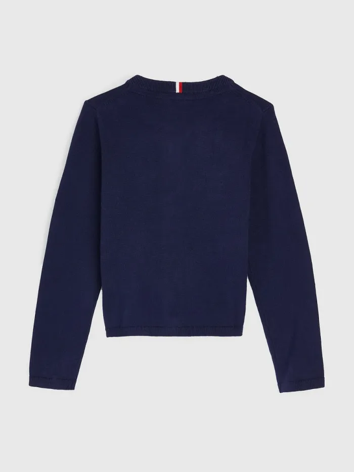 Tommy Hilfiger Adaptive Stretch Cardigan Evening Blue Girls Jumpers and Cardigans Popular