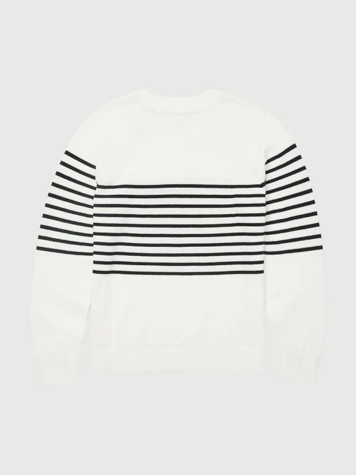 Tommy Hilfiger Adaptive Stripe Crew Neck Jumper Milky Way Multi Womens Knitwear For Sale