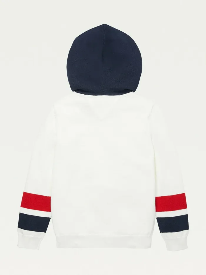 Tommy Hilfiger Adaptive Stripe Detail Hoody Snow White Boys Jumpers and Cardigans Casaul