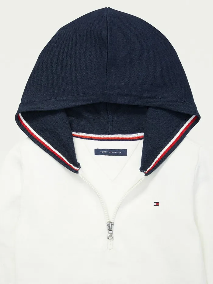 Tommy Hilfiger Adaptive Stripe Detail Hoody Snow White Boys Jumpers and Cardigans Casaul