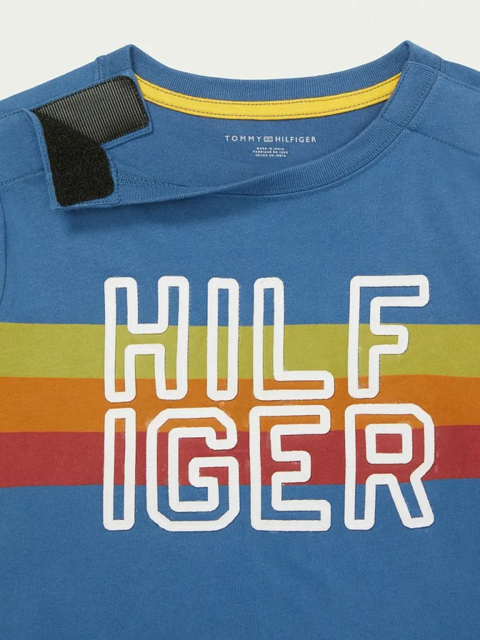 Tommy Hilfiger Adaptive Stripe Logo Long Sleeve TShirt Athletic Blue Boys TShirts and Polos Online