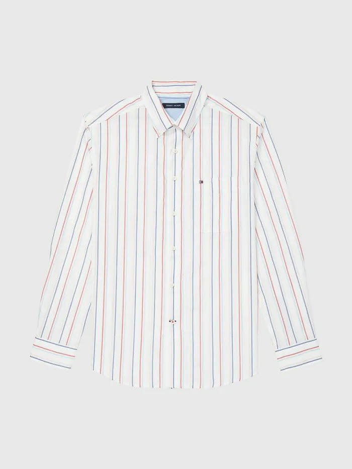 Tommy Hilfiger Adaptive Stripe Oxford Shirt Bright White Mens Tommy Adaptive