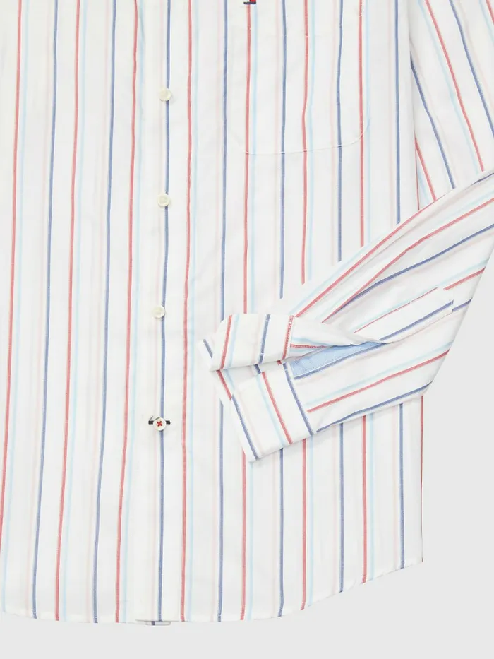 Tommy Hilfiger Adaptive Stripe Oxford Shirt Bright White Mens Tommy Adaptive