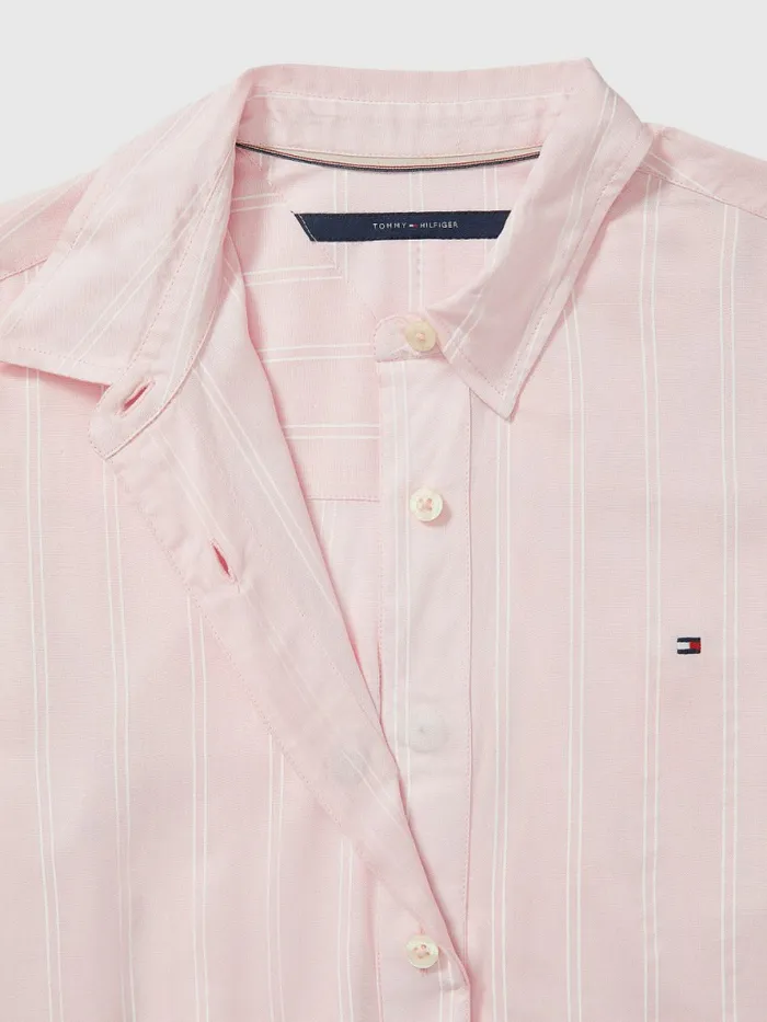 Tommy Hilfiger Adaptive Viscose Front Knot Relaxed Shirt Wonder Blue Optic Wht Womens Shirts and Blouses Online