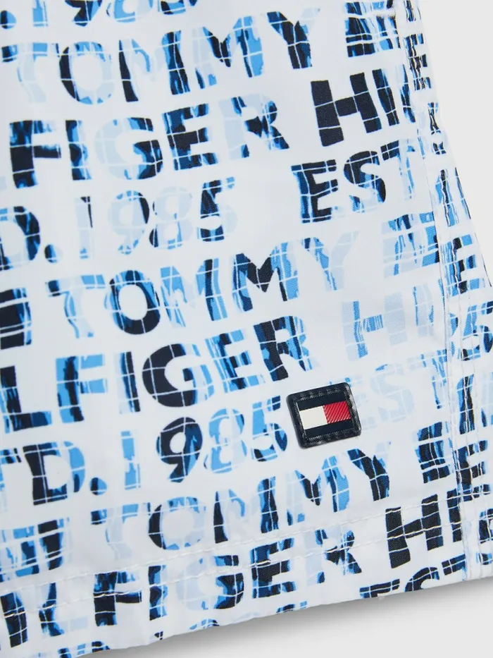Tommy Hilfiger AllOver Logo Mid Length Swim Shorts Tommy Watery Logo Print Boys Swimwear Gift 4 You