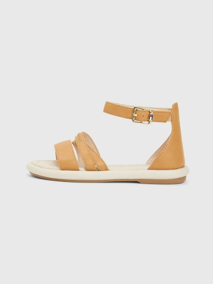 Tommy Hilfiger Ankle Strap Logo Sandals Tobacco Girls Shoes and Accessories For Sale