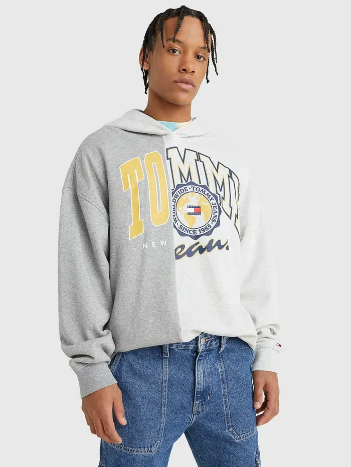 Tommy Hilfiger Archive Organic Cotton Logo Hoody Silver Grey HtrMulti Mens Sweatshirts and Hoodies Gift Ideas Tommy Hilfiger Archive Organic Cotton Logo Hoody Silver Grey HtrMulti Mens Sweatshirts and Hoodies Gift Ideas