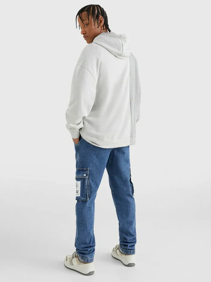 Tommy Hilfiger Archive Organic Cotton Logo Hoody Silver Grey HtrMulti Mens Sweatshirts and Hoodies Gift Ideas