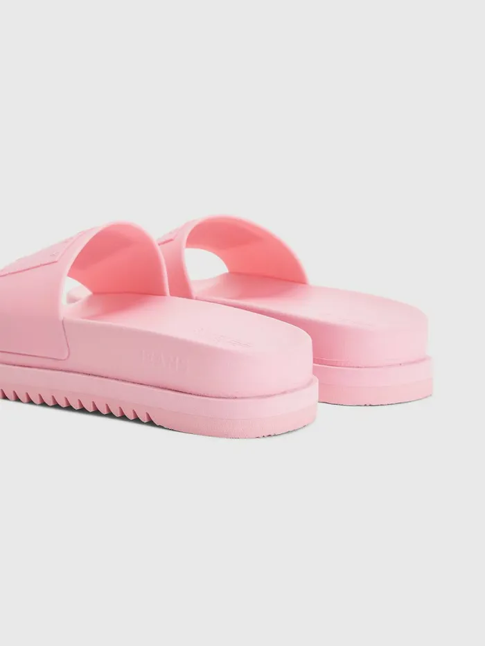 Tommy Hilfiger Badge Cleat Flatform Slides Fresh Pink Womens Sandals Fashion