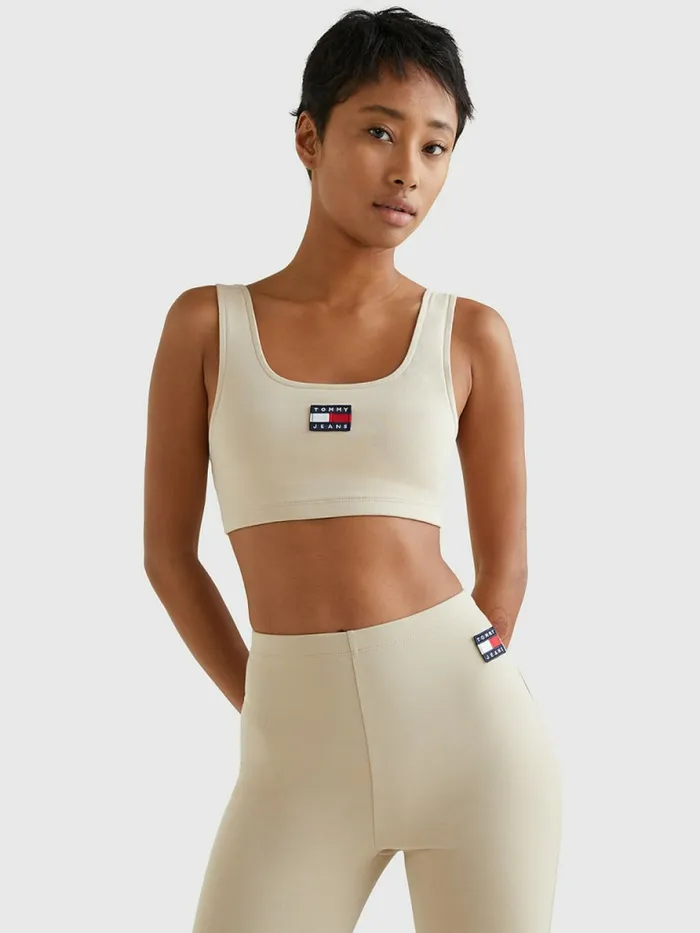 Tommy Hilfiger Badge Cropped Fit Tank Top Savannah Sand Womens TShirts For Sale Tommy Hilfiger Badge Cropped Fit Tank Top Savannah Sand Womens TShirts For Sale