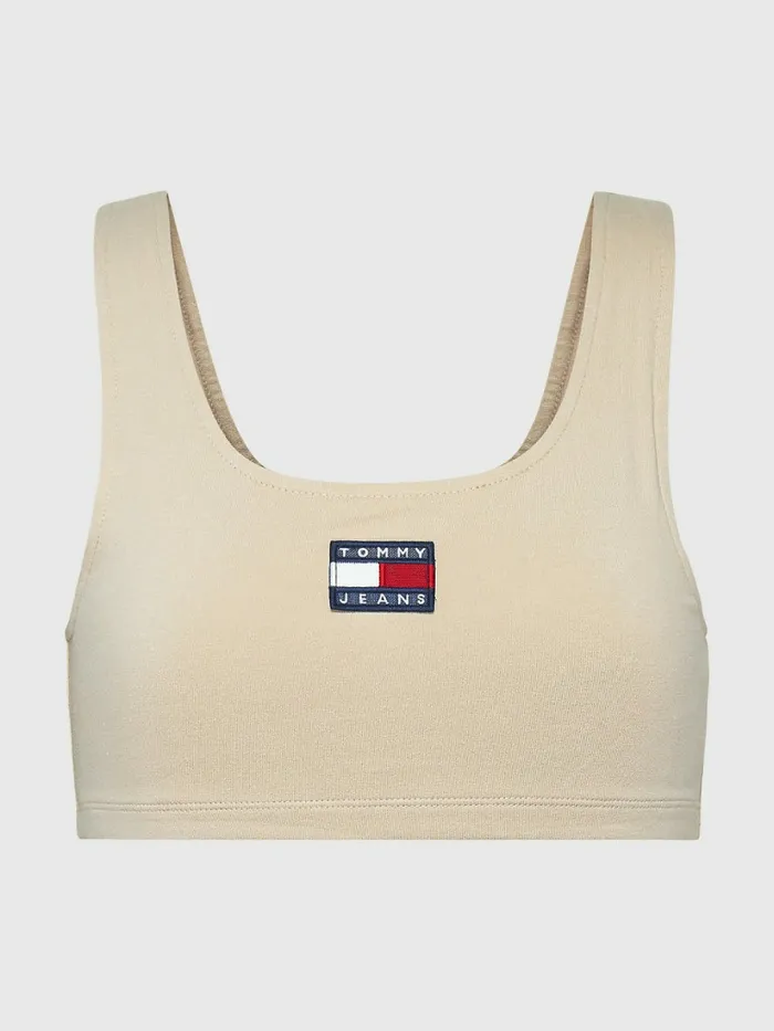 Tommy Hilfiger Badge Cropped Fit Tank Top Savannah Sand Womens TShirts For Sale