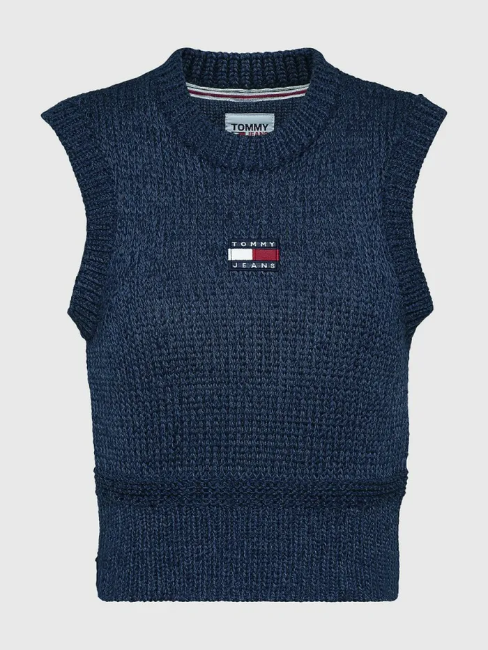 Tommy Hilfiger Badge Cropped Fit Tank Top Twilight Navy Womens Knitwear Online