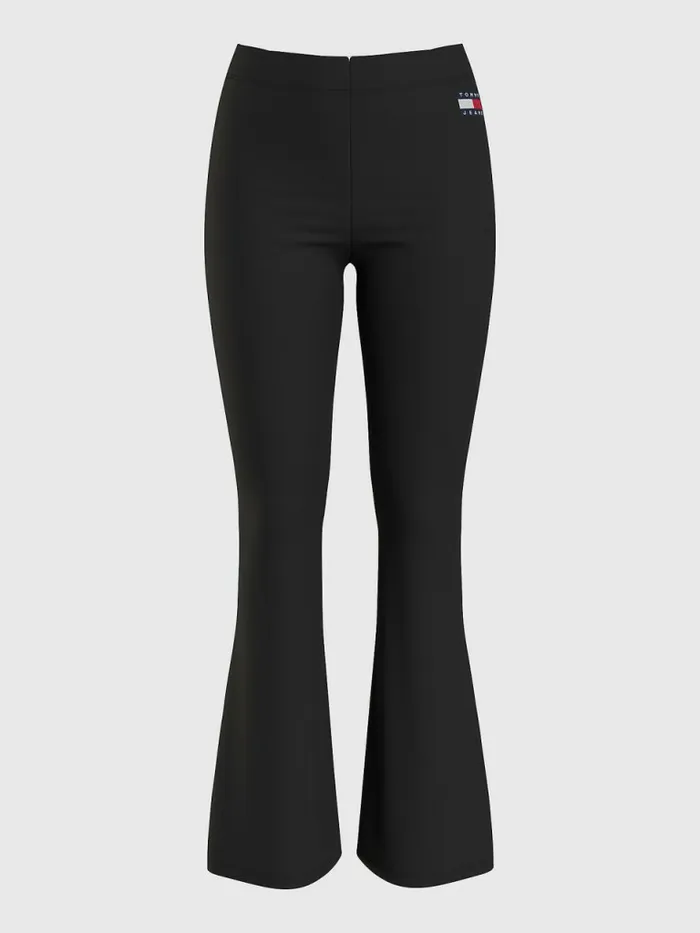 Tommy Hilfiger Badge Flared Leggings Black Womens Trousers