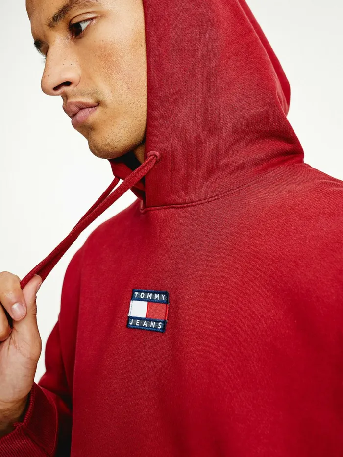 Tommy Hilfiger Badge Fleece Hoody Bing Cherry Mens Sweatshirts and Hoodies Gift 4 You