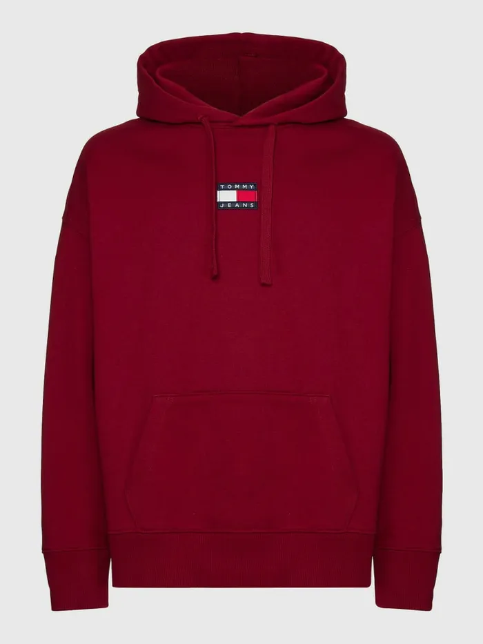Tommy Hilfiger Badge Fleece Hoody Bing Cherry Mens Sweatshirts and Hoodies Gift 4 You