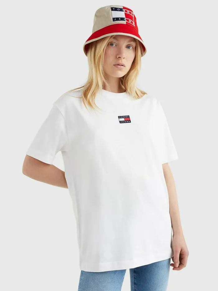 Tommy Hilfiger Badge Oversized Fit TShirt White Womens TShirts Gift for Friend Tommy Hilfiger Badge Oversized Fit TShirt White Womens TShirts Gift for Friend