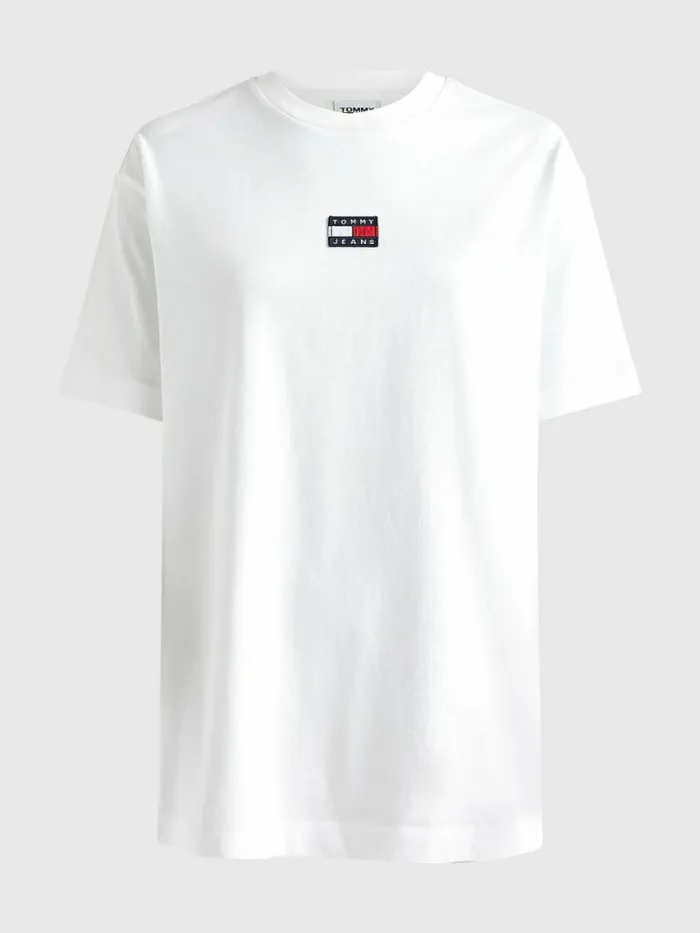 Tommy Hilfiger Badge Oversized Fit TShirt White Womens TShirts Gift for Friend