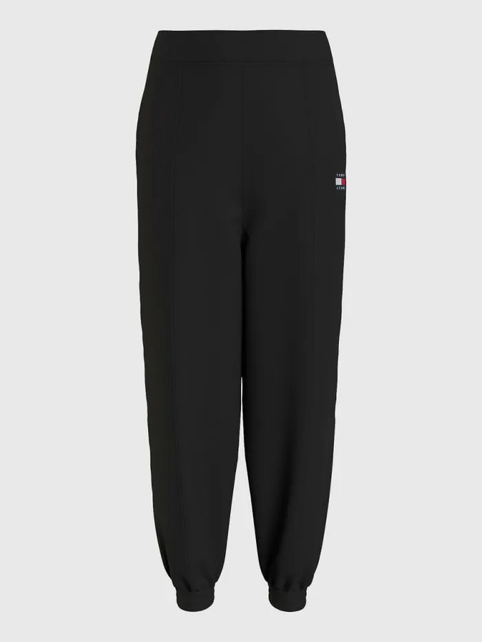 Tommy Hilfiger Badge Relaxed Fit Cuffed Joggers Black Womens Trousers
