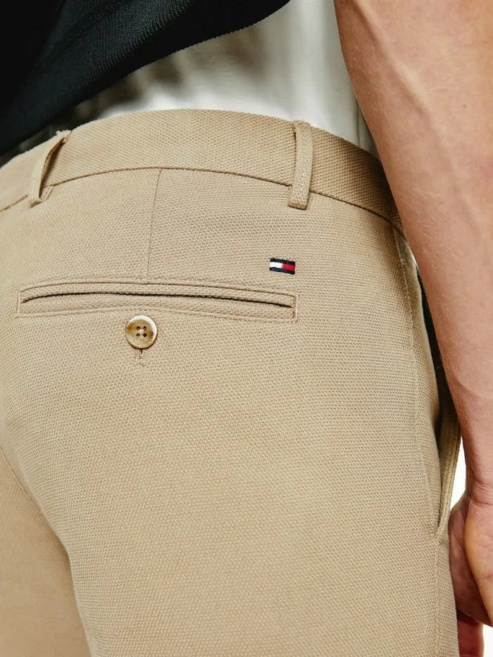 Tommy Hilfiger Bleecker Pressed Slim Fit Trousers Beige Mens Trousers