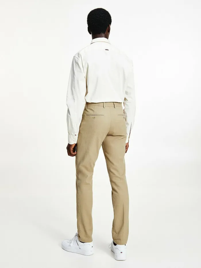 Tommy Hilfiger Bleecker Pressed Slim Fit Trousers Beige Mens Trousers