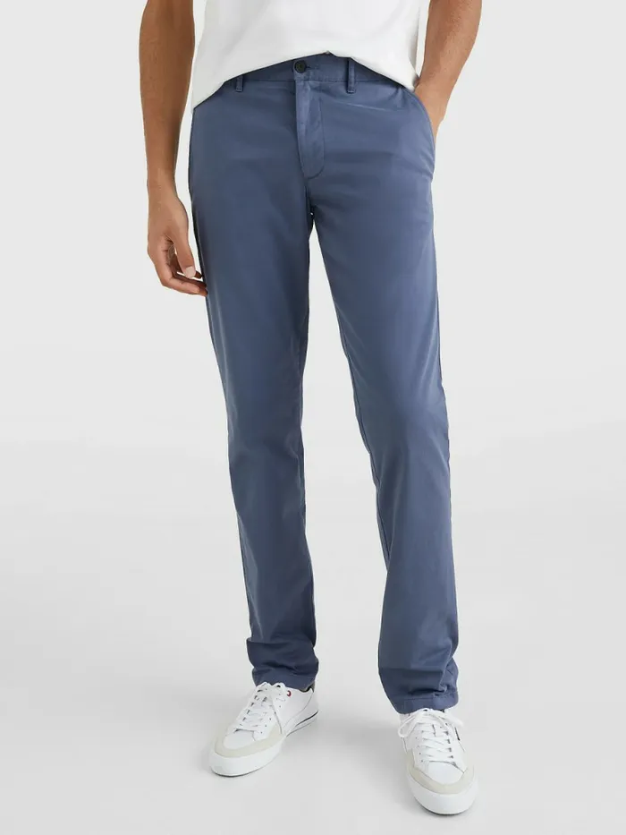 Tommy Hilfiger Bleecker Satin Slim Fit Chinos Faded Indigo Mens Trousers