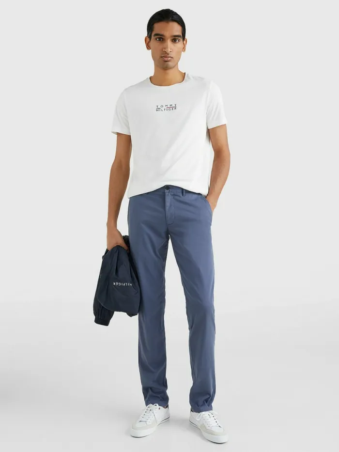 Tommy Hilfiger Bleecker Satin Slim Fit Chinos Faded Indigo Mens Trousers