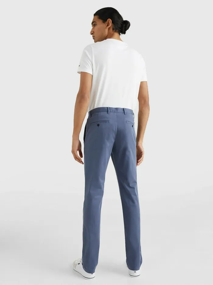 Tommy Hilfiger Bleecker Satin Slim Fit Chinos Faded Indigo Mens Trousers