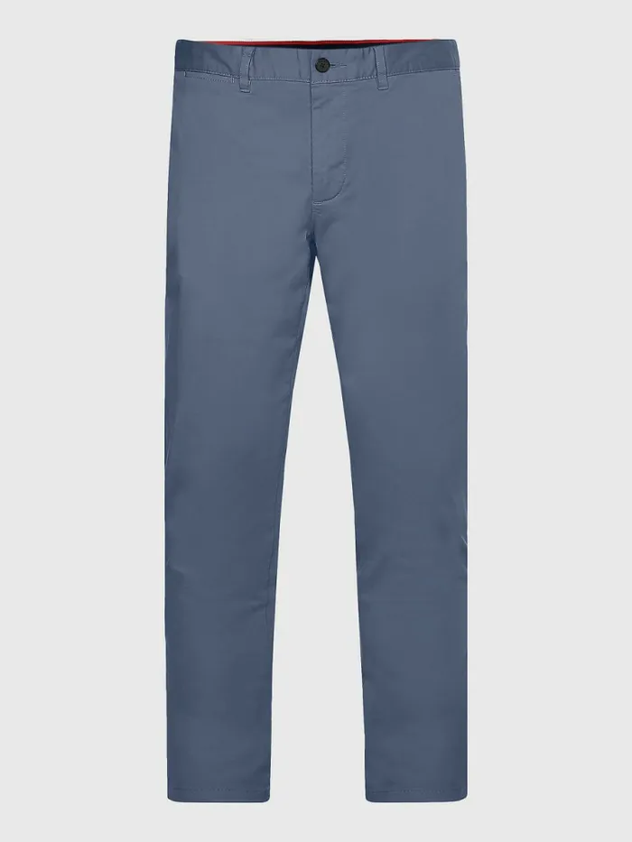 Tommy Hilfiger Bleecker Satin Slim Fit Chinos Faded Indigo Mens Trousers