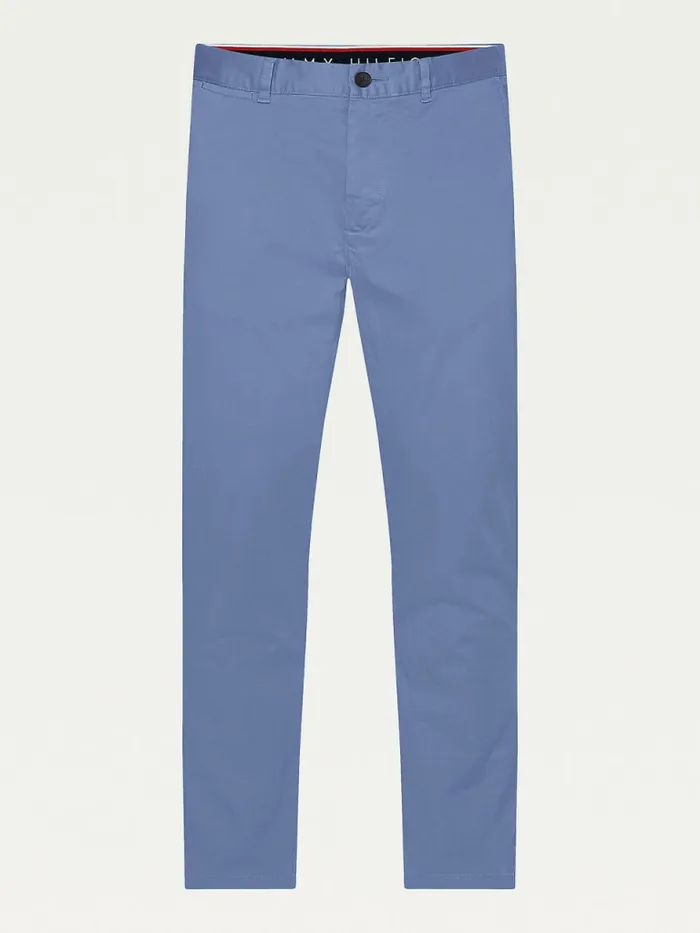 Tommy Hilfiger Bleecker Satin Slim Fit Chinos Faded Indigo Mens Trousers