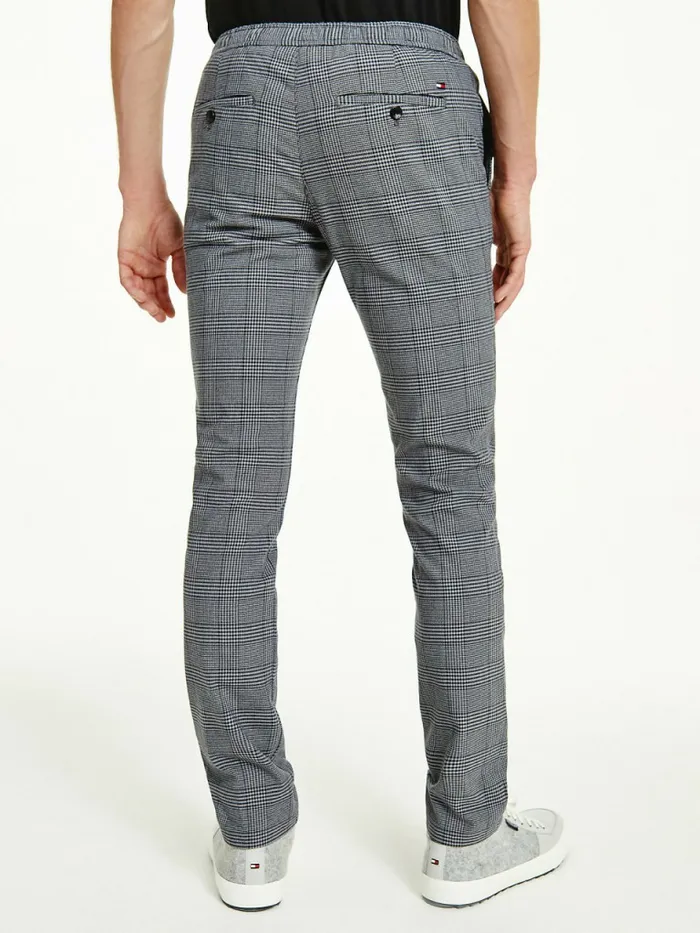 Tommy Hilfiger Bleecker Slim Fit Check Trousers Light Grey Heather Mens Trousers