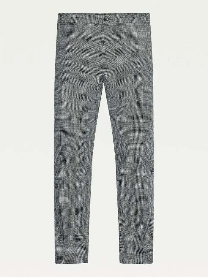 Tommy Hilfiger Bleecker Slim Fit Check Trousers Light Grey Heather Mens Trousers