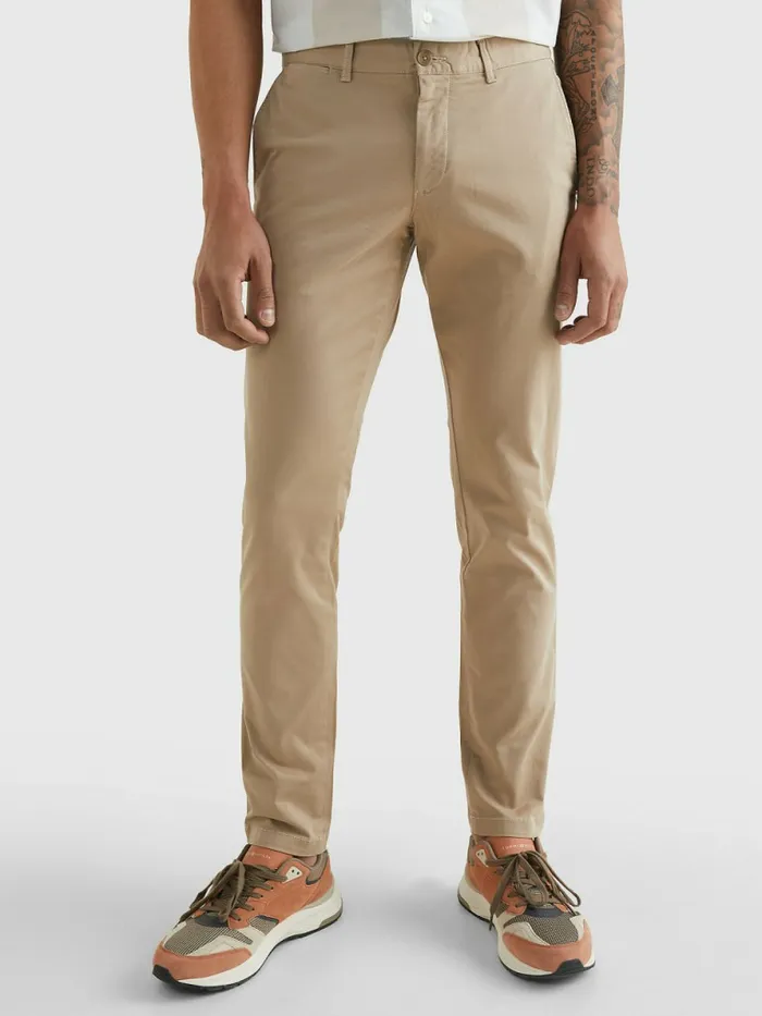 Tommy Hilfiger Bleecker Slim Th Flex Chinos Batique Khaki Mens Trousers